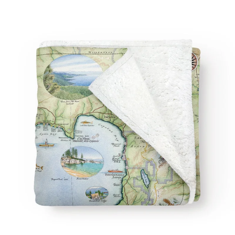 Lake Tahoe Map Fleece Blanket