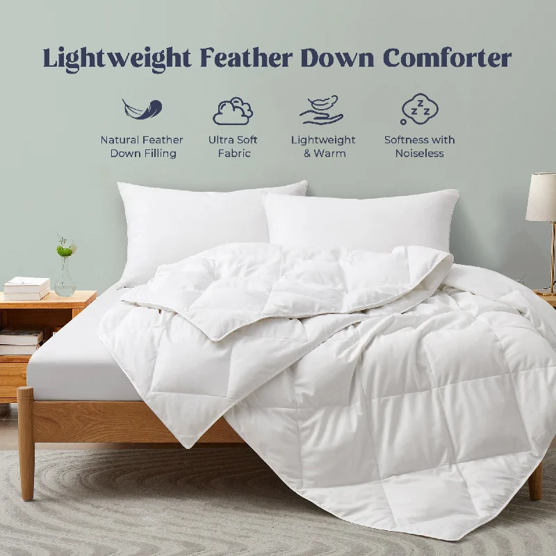 Soft Lightweight Down and Feather Fiber Comforter Diamond Quilted Duvet Insert