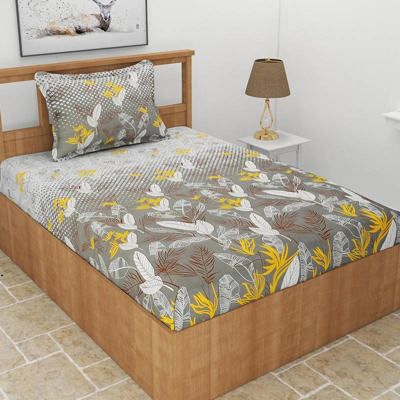 Lale Floral Bedsheet - Charcoal Grey