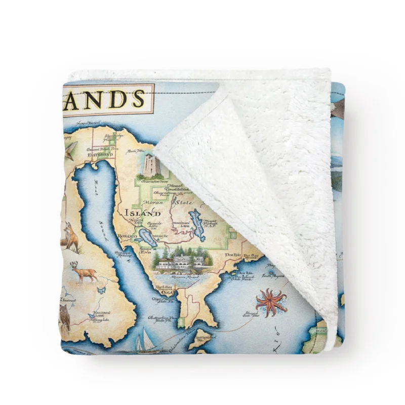 San Juan Islands Map Fleece Blanket