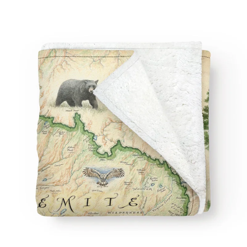 Yosemite National Park Map Fleece Blanket