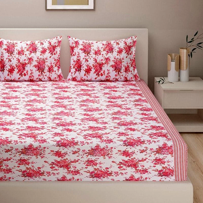 Aruni Floral Bedsheet - Pink