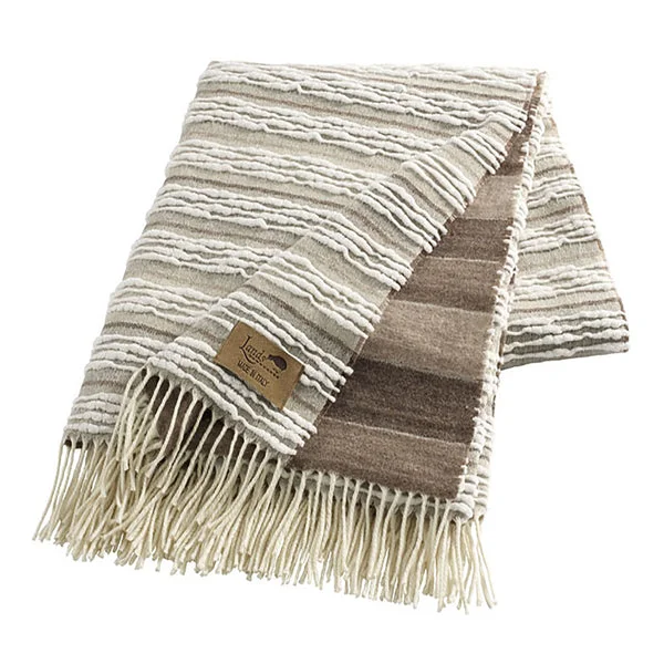 Italian Textured Strato Blanket in Taupe