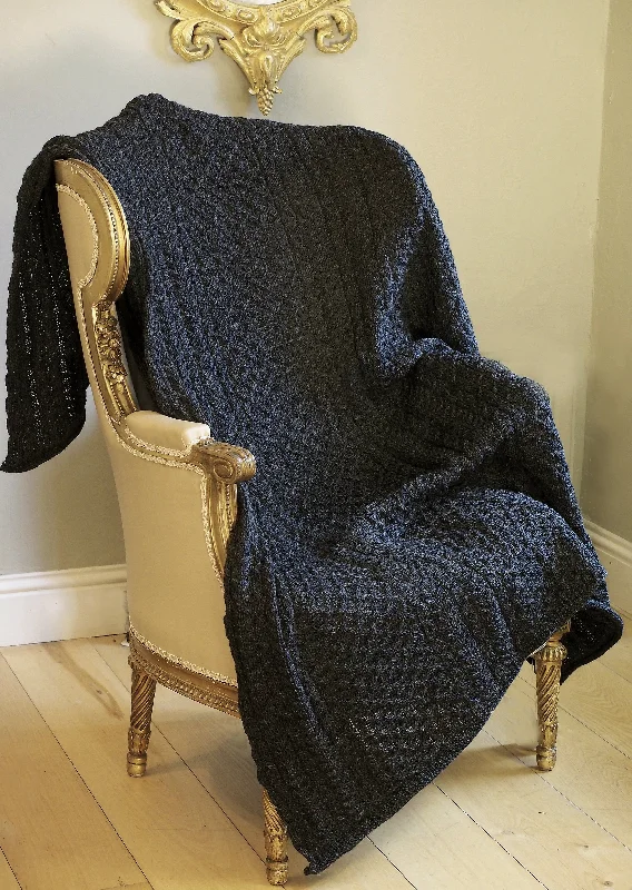 Aran Crafts Honeycomb Wool Throw | Charcoal