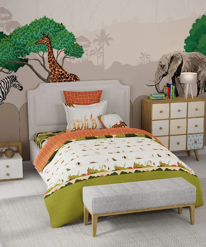 Juniors , 144 Tc, 100% Cotton ,Single Bedsheet, Wildlife Safari