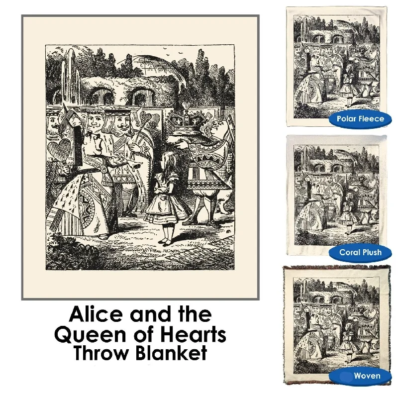 Alice in Wonderland - Alice and the Queen of Hearts - Throw Blanket / Tapestry Wall Hanging