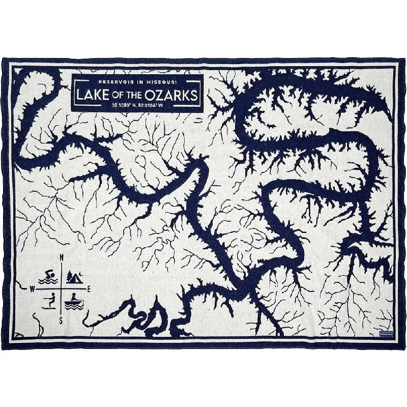 Lake of the Ozarks Map Wool Throw Blanket