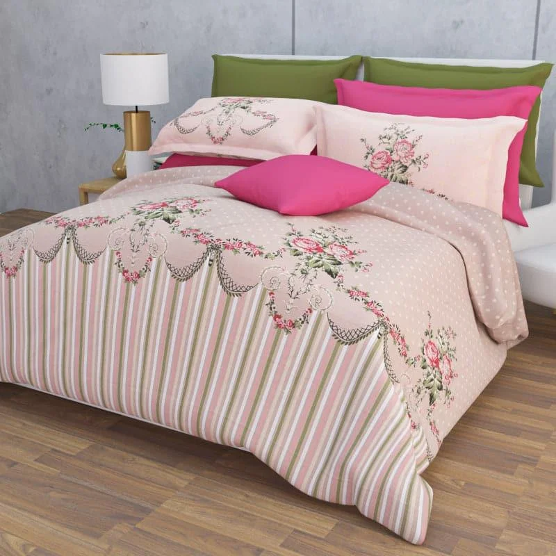 Winova Floral Bedsheet - Peach