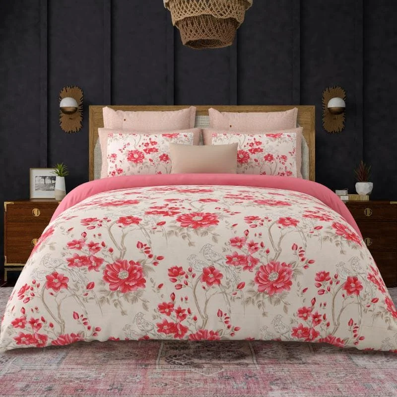 Flying Flowers Bedsheet - Pink