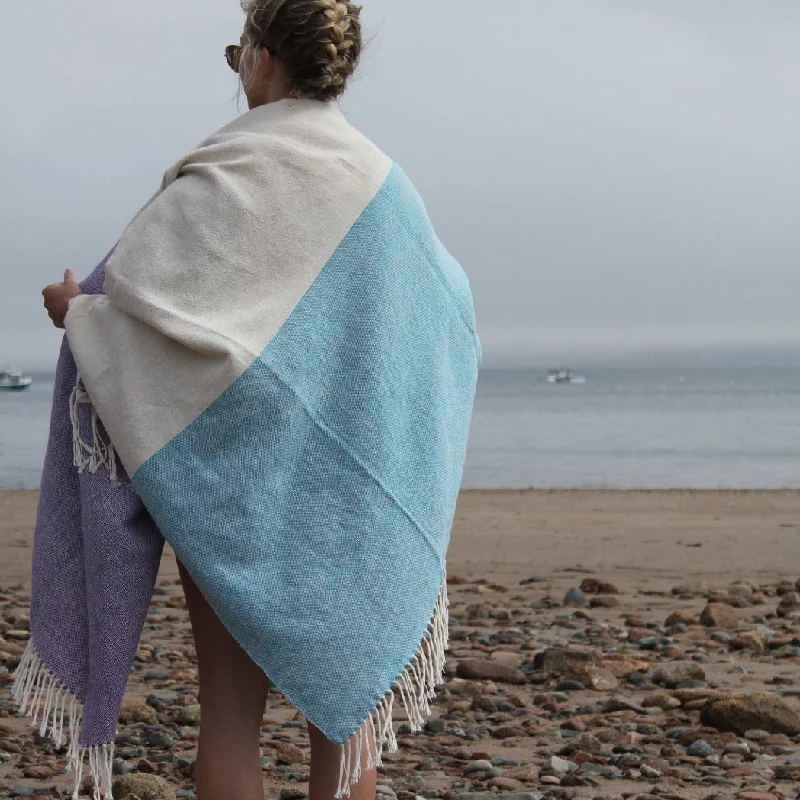 AMY | Handwoven Eco-Friendly Cotton Blanket in Purple & Turquoise