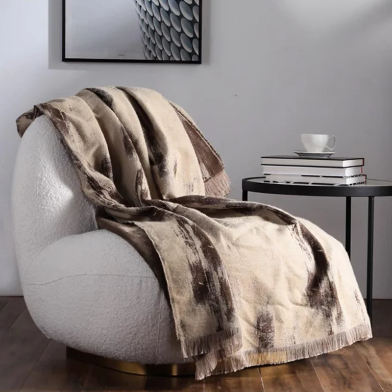 Earthy Abstract Brushstroke Throw Blanket