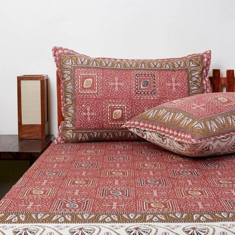 Lyra Printed Bedsheet - Maroon