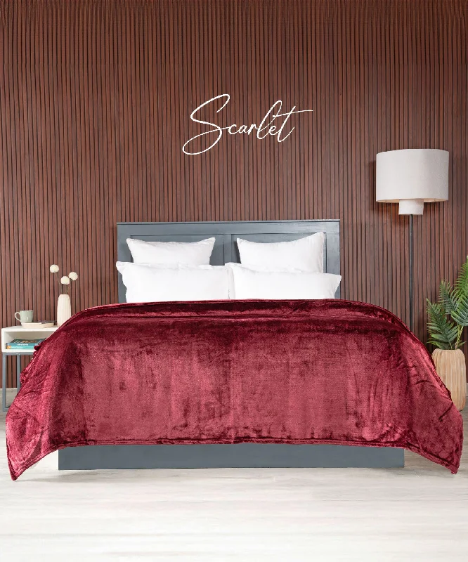 HE Style me Solid Double Blanket, 290GSM, 100% Polyster, Scarlet