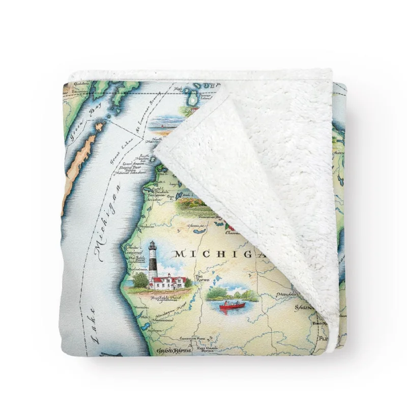 Michigan State Map Fleece Blanket