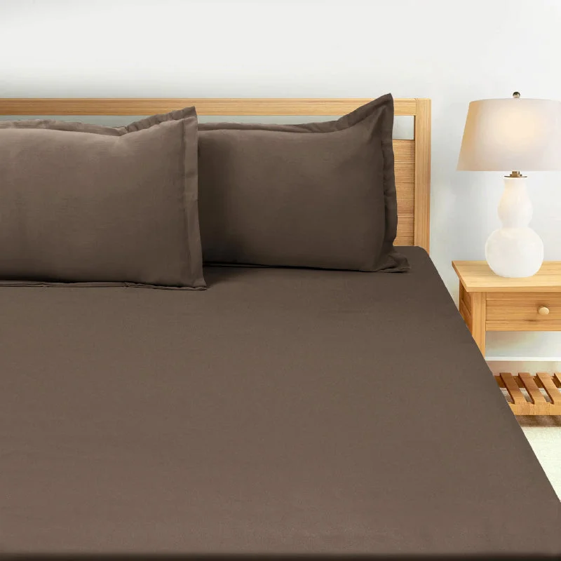 Sanumi Solid Bedsheet - Chocolate Brown