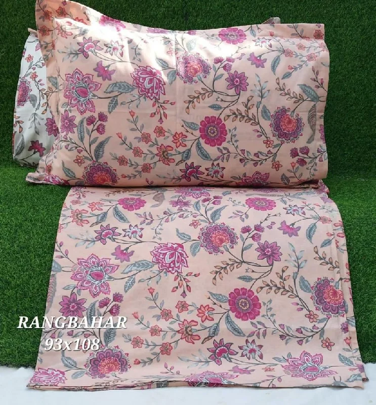 PEACH FLORAL BEDSHEET