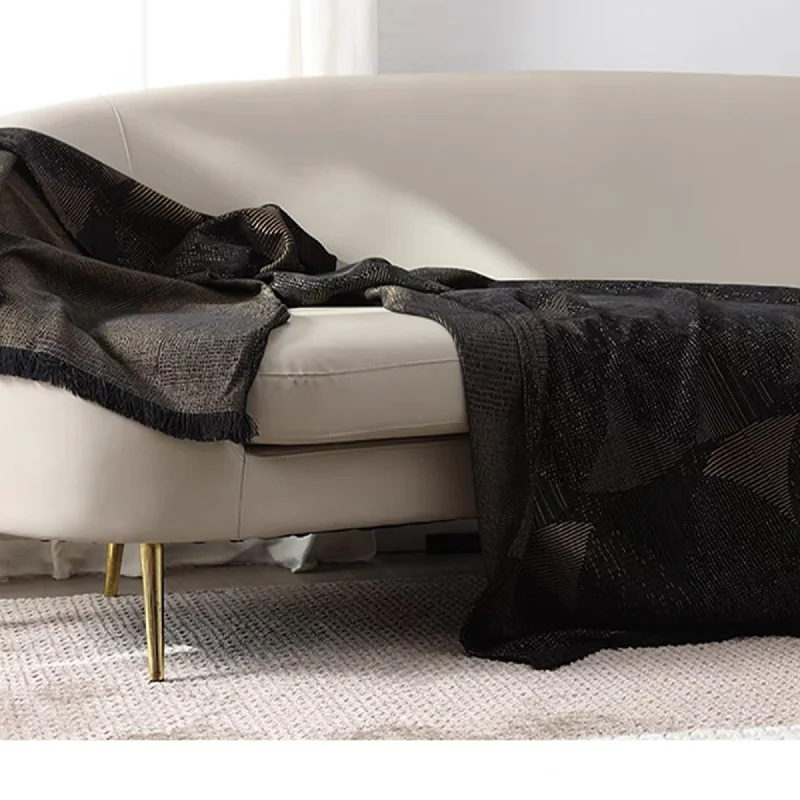 Sleek Geometric Black Throw Blanket