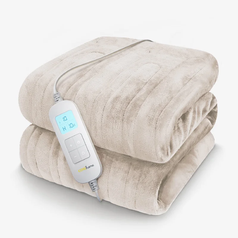 Fleece Electric Heated Throw - Cream