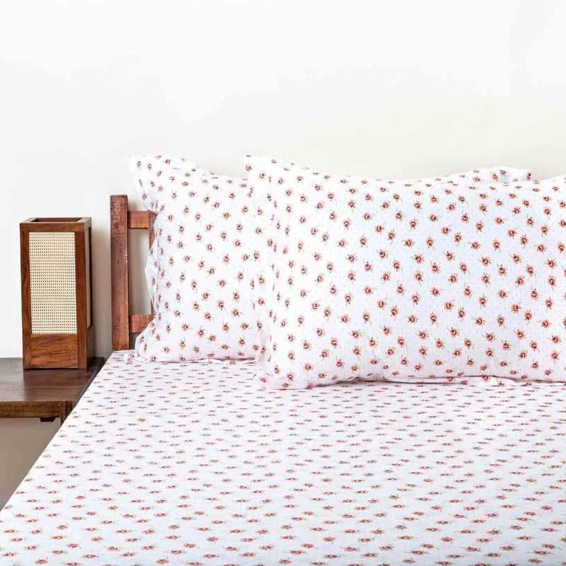 Serene Blooms Bedsheet - Orange